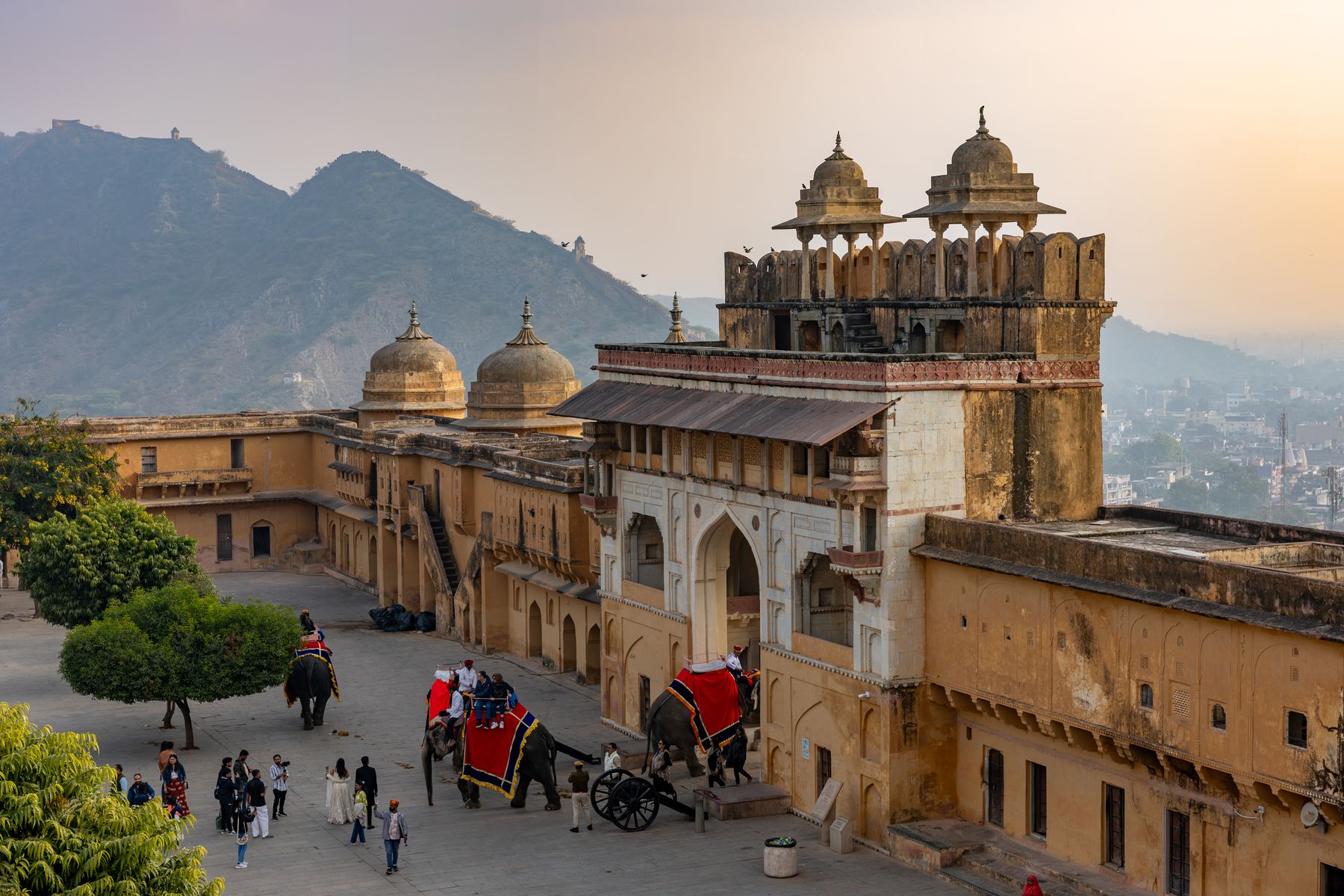 Elephants Exiting Amer Palace Complex